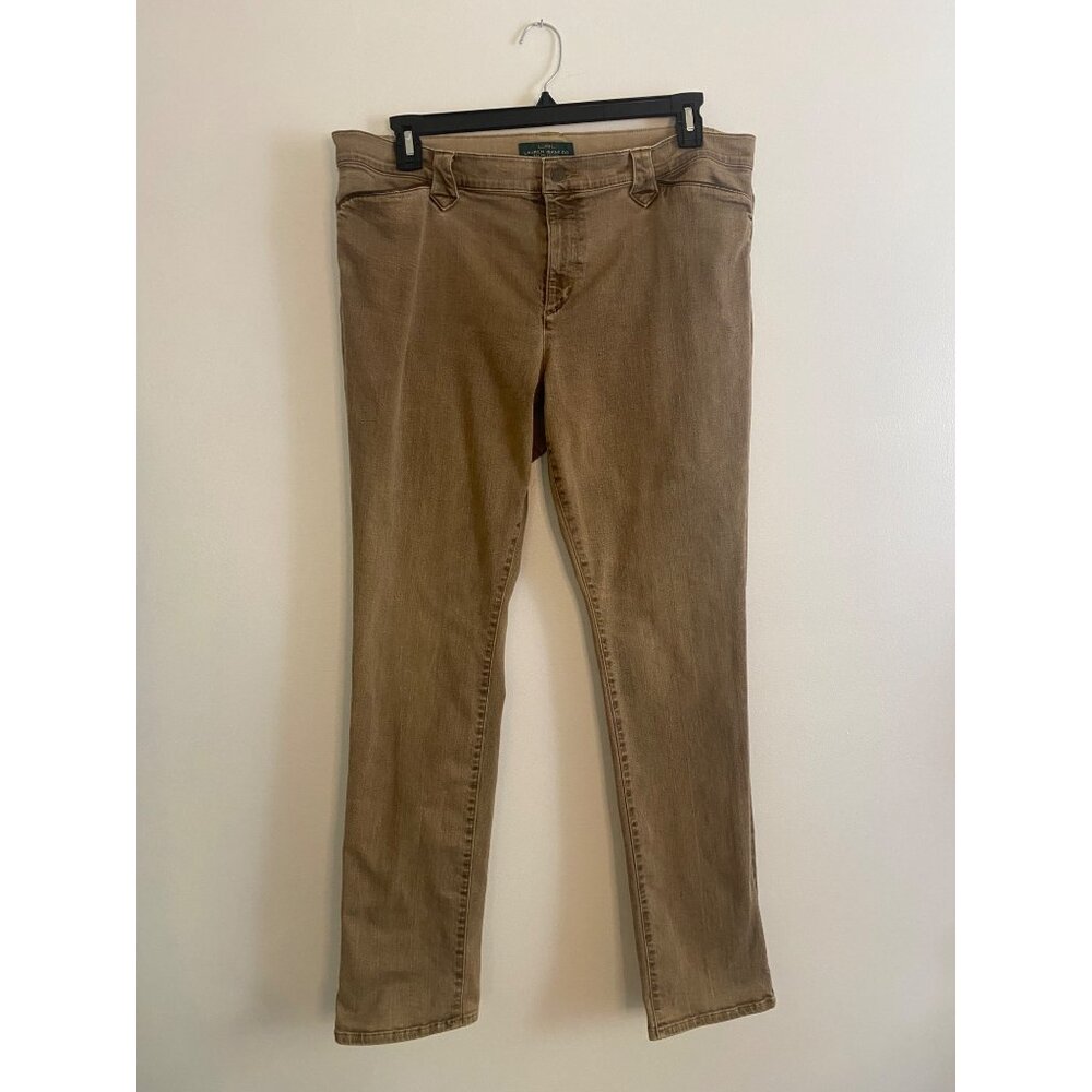 Lauren Ralph Lauren Women's Brown Slim Fit Denim Stretch Jeans Size 16